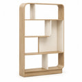 Bibliotheque ouverte 80 x 30 x 180 cm en MDF plaque chene et blanc a angles arrondis