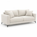 Canape 2 places droit en polyester beige 180 x 85 x 85 cm