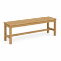 Banc de jardin en bois massif de teck a lattes rectangulaire naturel 150 x 35 x 45 cm